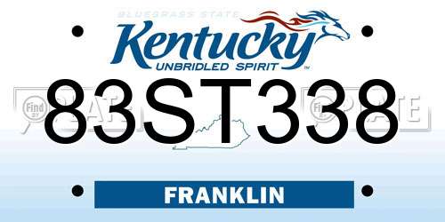83ST338 Kentucky License Plate