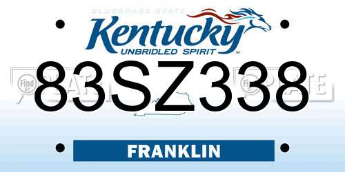 83SZ338 Kentucky License Plate