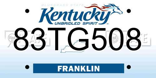 83TG508 Kentucky License Plate