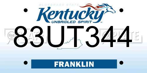 83UT344 Kentucky License Plate