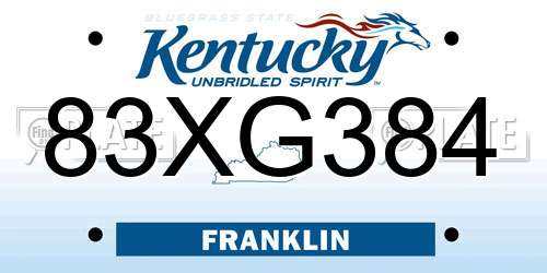 83XG384 Kentucky License Plate