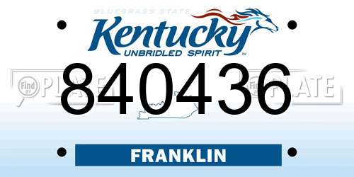 840436 Kentucky License Plate
