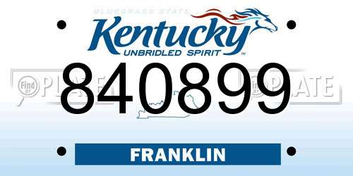 840899 Kentucky License Plate