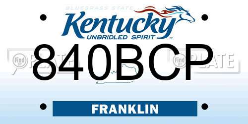 840BCP Kentucky License Plate