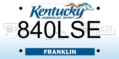 840LSE Kentucky License Plate
