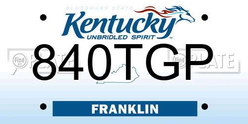 840TGP Kentucky License Plate