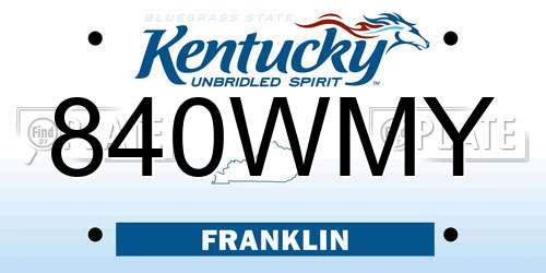 840WMY Kentucky License Plate