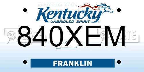 840XEM Kentucky License Plate