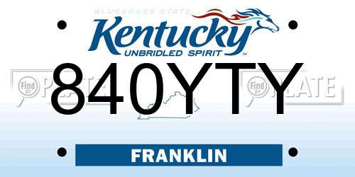 840YTY Kentucky License Plate