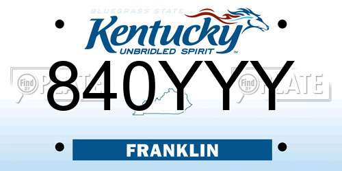 840YYY Kentucky License Plate