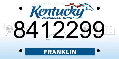 8412299 Kentucky License Plate