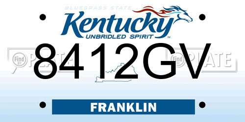 8412GV Kentucky License Plate