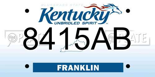 8415AB Kentucky License Plate