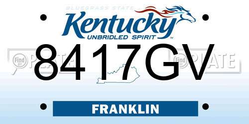 8417GV Kentucky License Plate