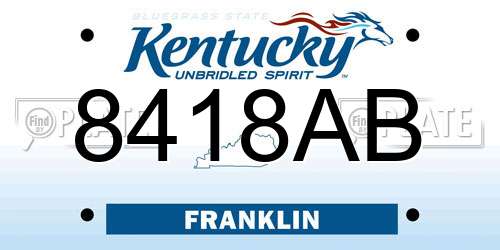 8418AB Kentucky License Plate