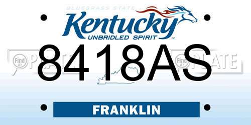 8418AS Kentucky License Plate