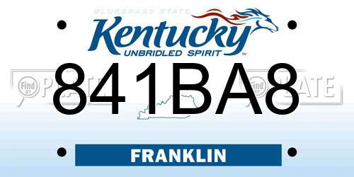 841BA8 Kentucky License Plate