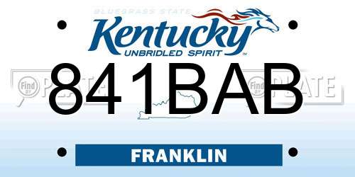 841BAB Kentucky License Plate