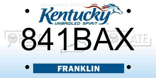 841BAX Kentucky License Plate