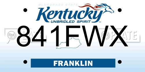 841FWX Kentucky License Plate