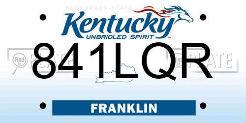 841LQR Kentucky License Plate