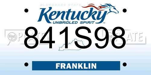 841S98 Kentucky License Plate