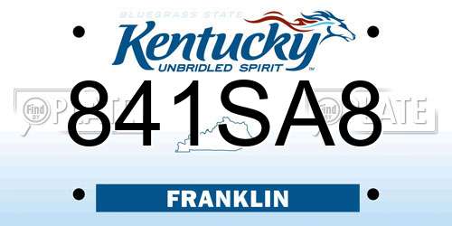 841SA8 Kentucky License Plate