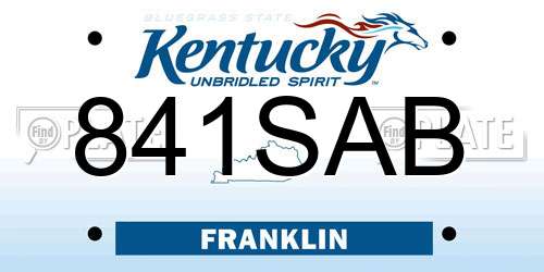 841SAB Kentucky License Plate