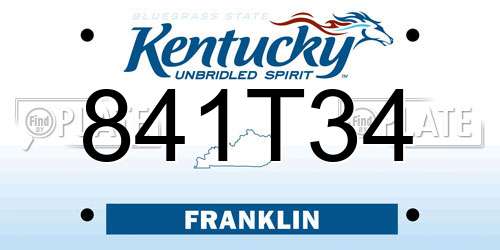841T34 Kentucky License Plate