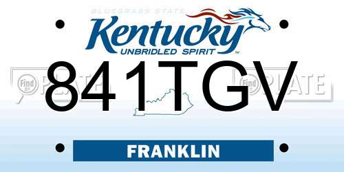 841TGV Kentucky License Plate