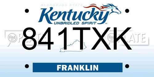 841TXK Kentucky License Plate