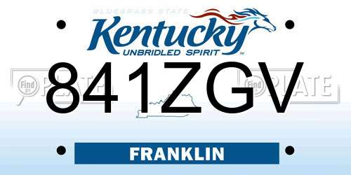 841ZGV Kentucky License Plate