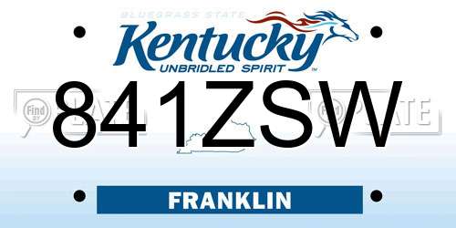 841ZSW Kentucky License Plate