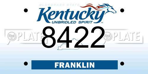 8422 Kentucky License Plate