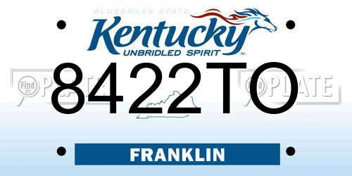 8422TO Kentucky License Plate