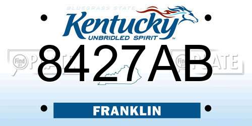 8427AB Kentucky License Plate