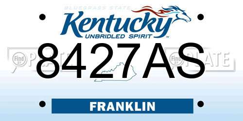 8427AS Kentucky License Plate