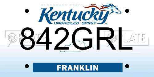 842GRL Kentucky License Plate