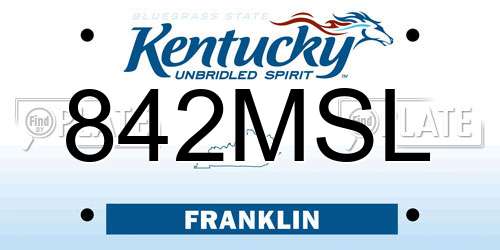 842MSL Kentucky License Plate