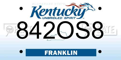 842OS8 Kentucky License Plate