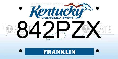842PZX Kentucky License Plate