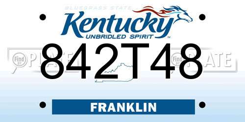 842T48 Kentucky License Plate