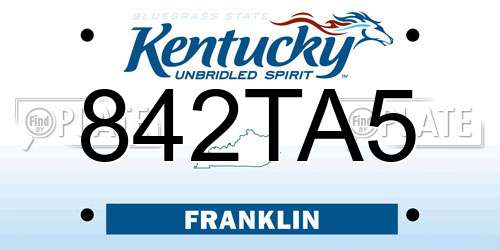 842TA5 Kentucky License Plate