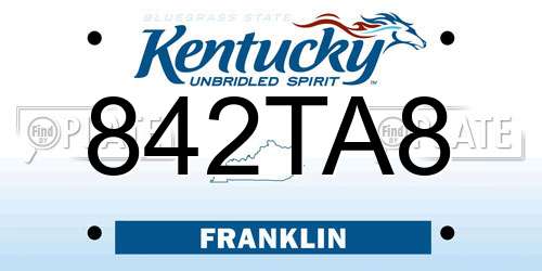 842TA8 Kentucky License Plate