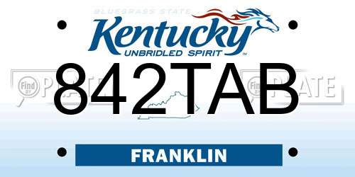 842TAB Kentucky License Plate