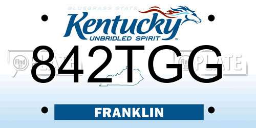 842TGG Kentucky License Plate