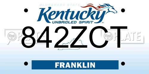 842ZCT Kentucky License Plate