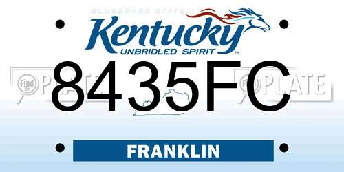 8435FC Kentucky License Plate