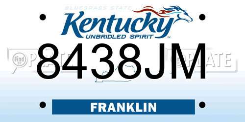 8438JM Kentucky License Plate