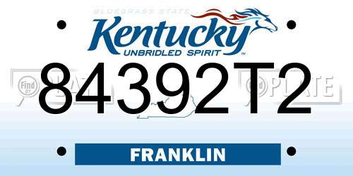 84392T2 Kentucky License Plate